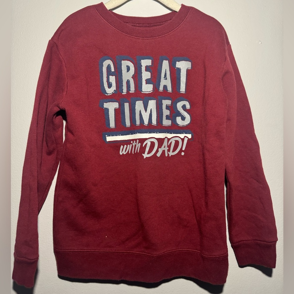 “Great Times with Dad” Maroon Crewneck Sweatshirt – Boys 5T